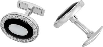 Cufflinks with MOP, diamonds and onyx in 18k white gold