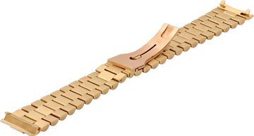 Custom 18k yellow gold bracelet (20mm x 16 mm) with a 18K Deployant buckle.