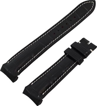 Custom Breguet black padded alligator strap with white stiching 22mm x 18mm Watch Strap Collection