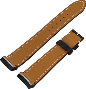 Custom Breguet black padded alligator strap with white stiching 22mm x 18mm