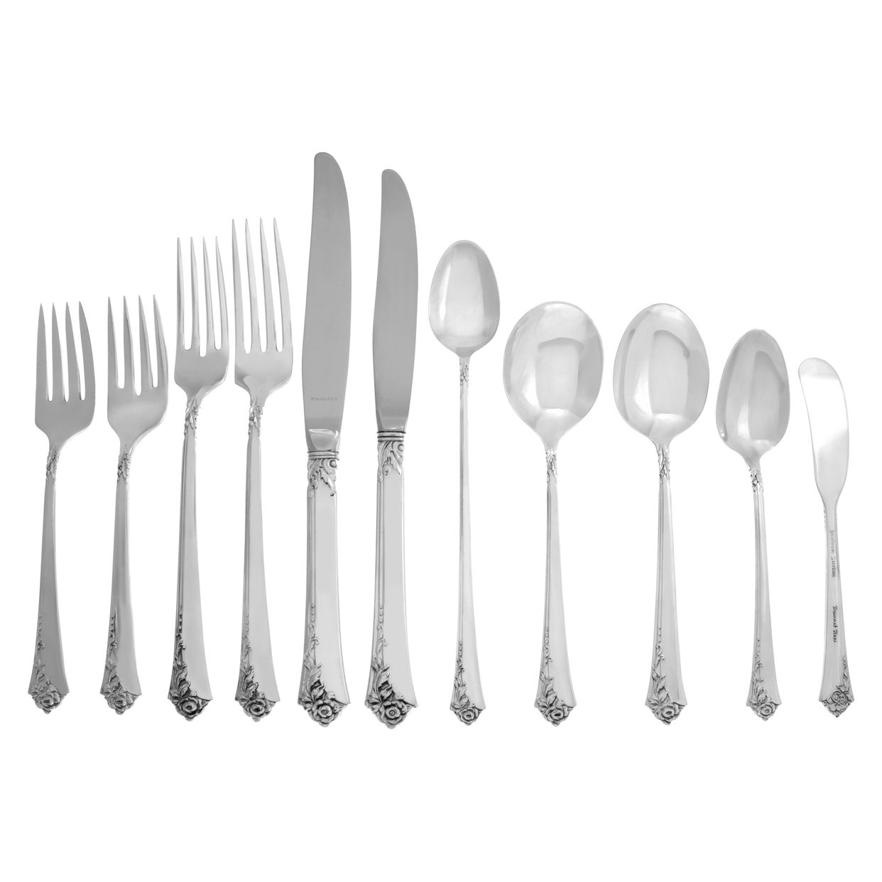 DAMASK ROSE Sterling Silver flatware set, place set for 12