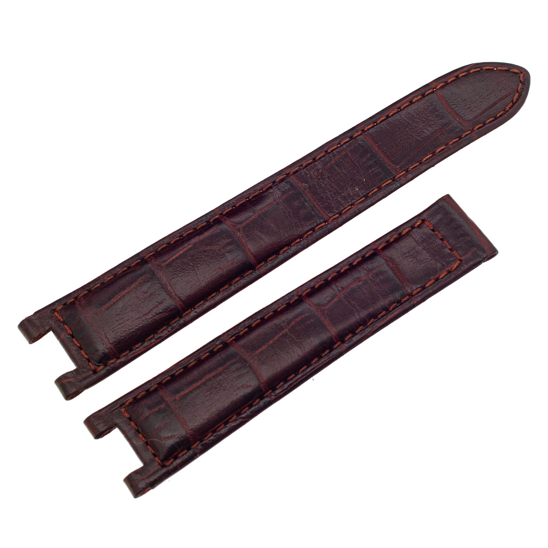 Dark brown alligator grain genuine leather strap at 18mm x