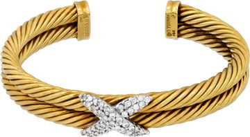 David Yurman 14k gold with diamond X cable bracelet David Yurman 14k gold with diamond X cable bracelet Bracelet Collection