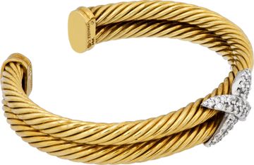 David Yurman  14k gold with diamond X cable bracelet