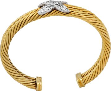 David Yurman  14k gold with diamond X cable bracelet