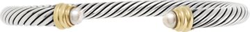 David Yurman 3mm sterling silver bracelet with 14k gold and pearl