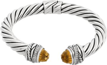 David Yurman 7mm sterling silver with pave diamonds and citrine
