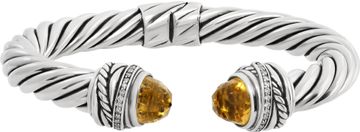 David Yurman 7mm sterling silver with pave diamonds and citrine