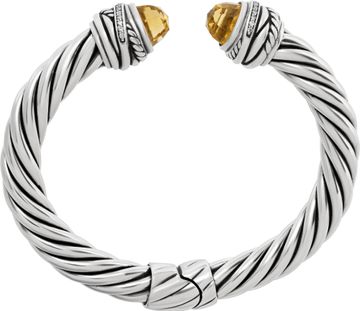 David Yurman 7mm sterling silver with pave diamonds and citrine