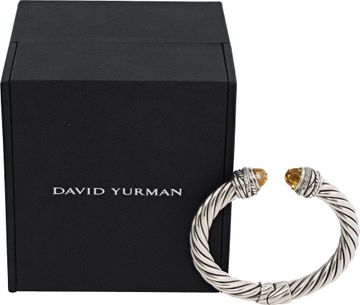 David Yurman 7mm sterling silver with pave diamonds and citrine