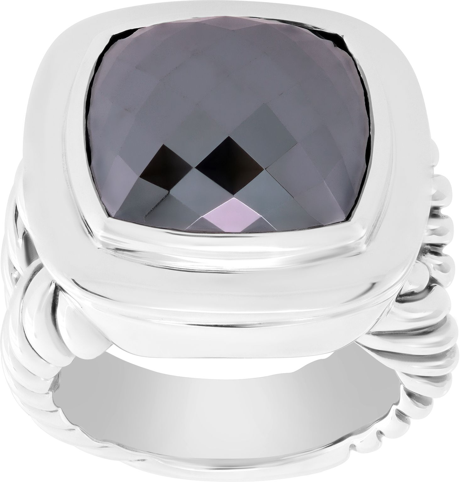 レア David Yurman 925 ダイヤモンド 天然プラシオライト リング David