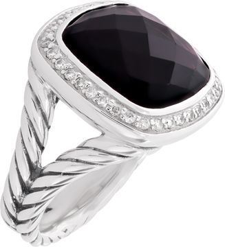 David Yurman Albion onyx ring with diamond accents in sterling silver
