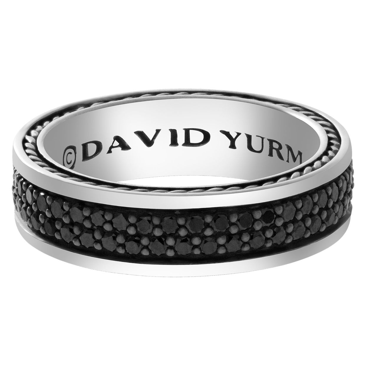 【最終価格】DAVID YURMAN シルバー ブラックダイヤモンド ピアス Men's Sterling Silver Faceted Hoop Earring | David Yurman
