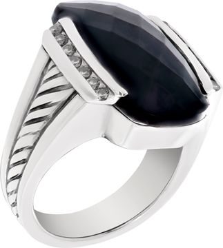 David Yurman Black Onyx Ring With Diamond Accents