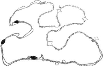 David Yurman Black Spinel & Diamond 3 Strand Chains Necklace in Sterling Silver. Total Length: 32 inches.