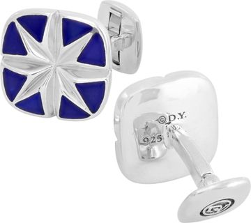 david yurman blue and sterling silver cufflink