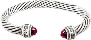 David Yurman cable bracelet in sterling silver with garnet and diamonds Bracelet Collection
