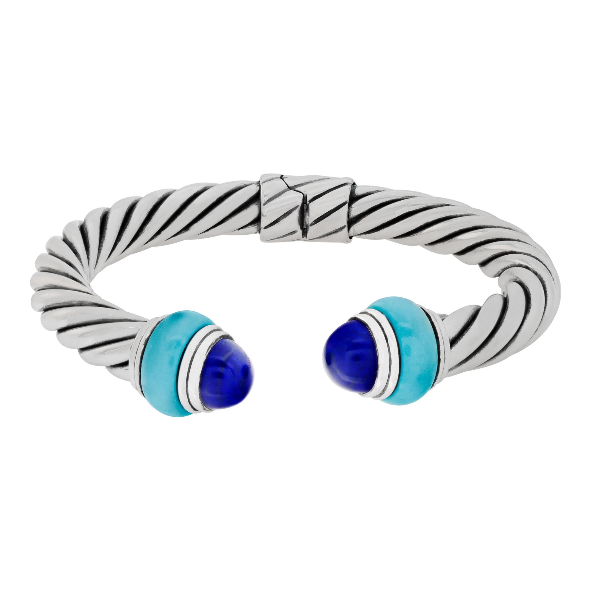 David Yurman cable bracelet in sterling silver with turquoise & display picture 2