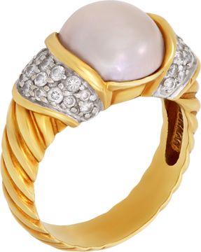 David Yurman Cable Collection Diamond Mabe Pearl ring in 18k yellow gold