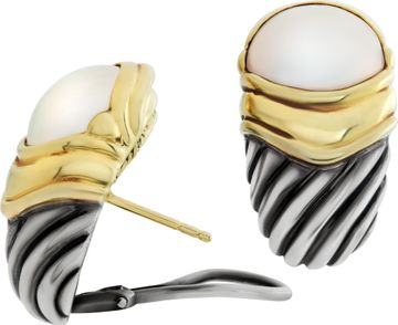 David Yurman Cable Pearl earringsin 14k and sterling silver