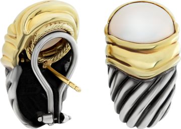David Yurman Cable Pearl earringsin 14k and sterling silver