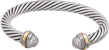 David Yurman Cable Silver Bangle with Diamonds Bracelet Collection