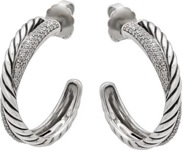 David Yurman Crossover diamond earrings in sterling silver Earring Collection