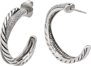 David Yurman Diamond Earrings in Sterling Silver