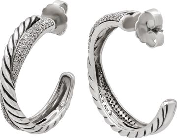 David Yurman Diamond Earrings in Sterling Silver