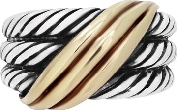 David Yurman Crossover Wave ring in sterling silver and 14k yellow gold