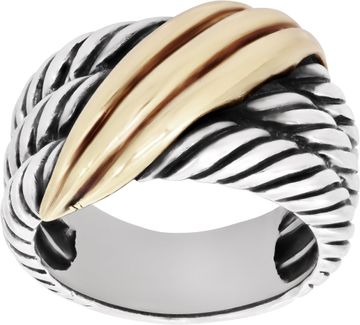 David Yurman Crossover Wave ring in sterling silver and 14k yellow gold Ring Collection