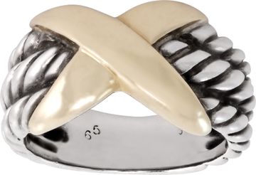 David Yurman Crossover X ring in sterling silver and 14k yellow gold Ring Collection