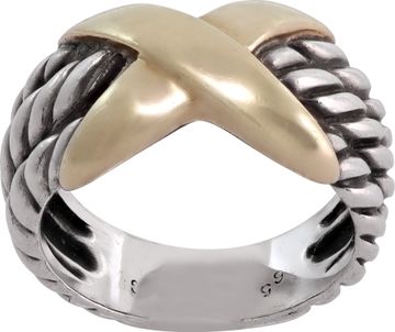 David Yurman Crossover X ring in sterling silver and 14k yellow gold