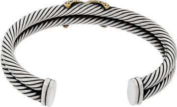 David Yurman Diamond X Double Cuff Bangle in sterling silver and 18k yellow gold