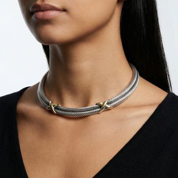 David Yurman Double X sterling silver and 18k yellow gold Necklace Collection