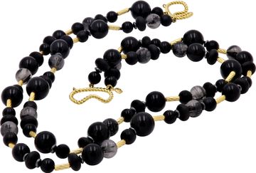 David Yurman Drape Necklace Black Onyx & Quartz 18k yellow gold