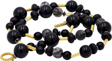 David Yurman Drape onyx necklace with 18k yellow gold stations 25 inches