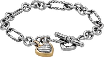 David Yurman Heart Bracelet in sterling silver and 18k yellow gold. 7.5 inches