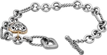 David Yurman Heart Bracelet in sterling silver and 18k yellow gold. 7.5 inches
