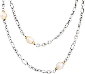 David Yurman pearl necklace in sterling silver and  18k Yellow gold