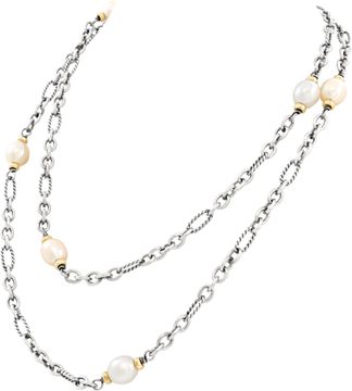 David Yurman long Sterling Silver  chain/necklace with 18k Yellow Gold Chain/Necklace With Toggle Clasp.
