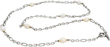 David Yurman long Sterling Silver  chain/necklace with 18k Yellow Gold Chain/Necklace With Toggle Clasp.
