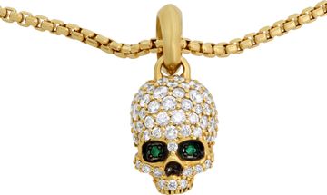 David Yurman Memento Mori Skull And Chain In 18k Yellow Gold