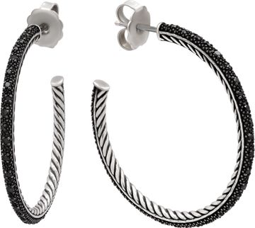David Yurman Midnight Diamond Hoop Earrings in Sterling Silver