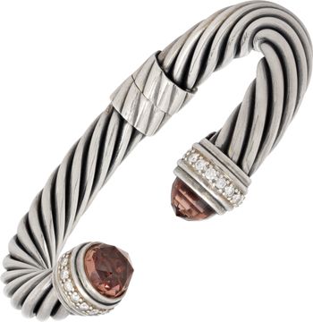 David Yurman Morganite and diamond cable bracelet in sterling silver