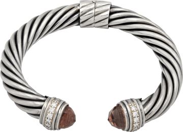 David Yurman Morganite and diamond cable bracelet in sterling silver