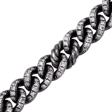 David Yurman Pave Diamond Link Bracelet In Black Rhodium Plated Sterling Silver