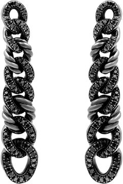 David Yurman pave diamond link earrings in black rhodium plated sterling silver