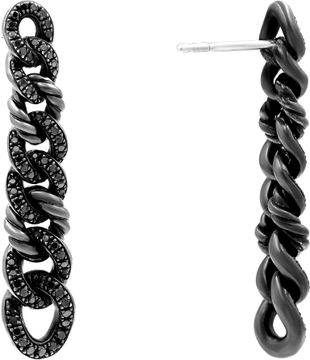 David Yurman pave diamond link earrings in black rhodium plated sterling silver