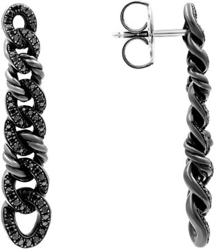 David Yurman pave diamond link earrings in black rhodium plated sterling silver